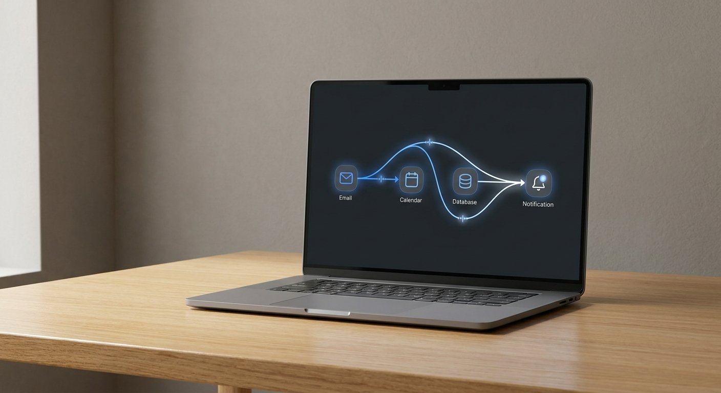 Fluxo de automação a ligar aplicações